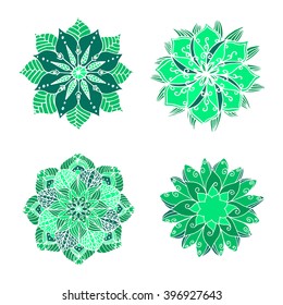 Hand drawn flower mandala for cards, invitations and coloring book. 