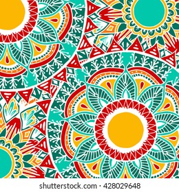 Hand drawn flower mandala for cards, invitations and coloring book. Boho style