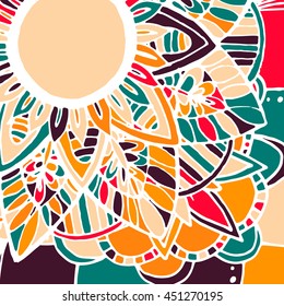 Hand drawn flower mandala for cards, invitations and coloring book. Boho style
