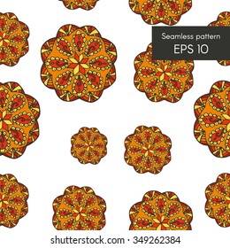 Hand drawn flower mandala seamless pattern for cards, invitations and other