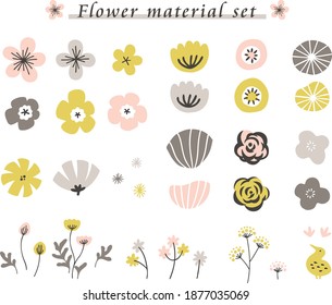 hand drawn flower material set