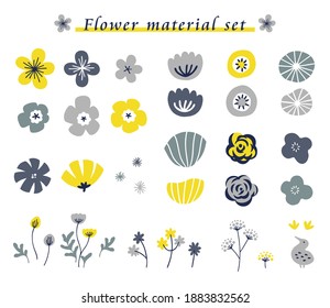 conjunto de materiales florales dibujados a mano
