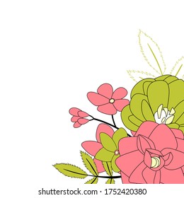 Fondo natural de flores dibujadas a mano. EPS10 de ilustración vectorial