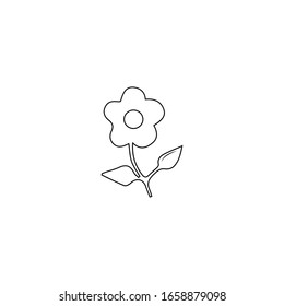 Hand drawn flower object. Female logo element, romantic floral clipart. For florists or weddings related business branding and personality. Black on white isolated symbol.