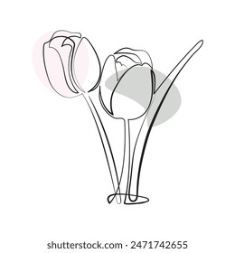 Hand Drawn Flower One Line art Illustration