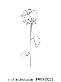 Flor dibujada a mano, arte de una línea, contorno continuo de rosa estilizado. Doodle, sketch style, minimalismo.Aislado. Ilustración del vector