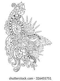 Hand Drawn Zentangle Flower Ornament Adult Stock Vector (Royalty Free ...