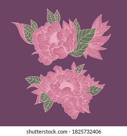 Hand drawn flower ornament. engraving concept