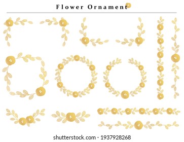 hand drawn flower ornament set