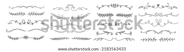 Hand\
drawn flower ornament text dividers elements\
set