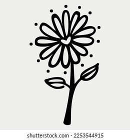 Hand drawn flower outline for colouring vector illustration