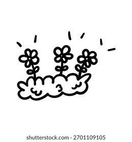 Hand drawn flower outline element icon