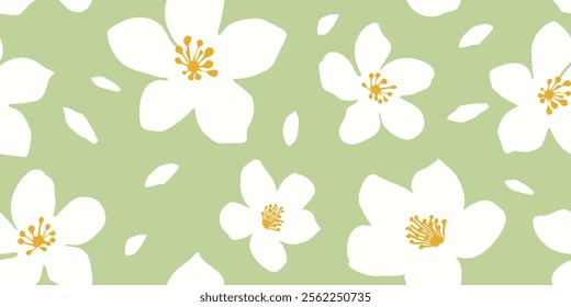 Hand drawn flower ,pastel background, seamless patterns with floral for fabric, textiles, clothing, wrapping paper, cover, banner