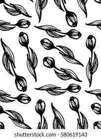 hand drawn flower pattern. Nature background. Tulip pattern