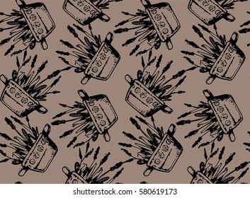 hand drawn flower pattern. Nature background.