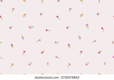 Hand drawn Flower pattern, new born baby dress pink. cottagecore ditsy tile print, floral seamless pattern, background. Small cute flower, purple color, design for fashion, texture, fabric, wallpaper