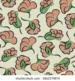 Hand drawn flower pattern, seamless floral vector design, botanical wallpaper, textile, fabric print