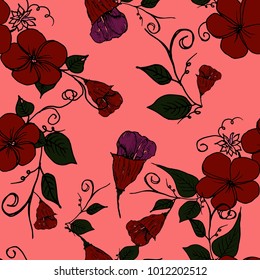 Hand drawn flower pattern . sketch graphic flower , textil fabric wallpaper