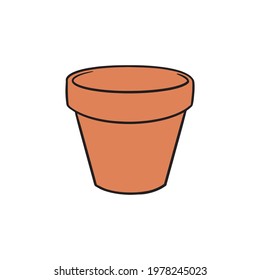 hand drawn flower pot. isolated on white background.