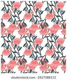 Hand drawn flower print pattern repeat both side, seamless placement best for textile, paper and wallpaper.