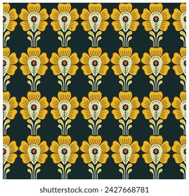 Hand drawn flower print pattern repeat both side, seamless placement best for textile, paper and wallpaper.