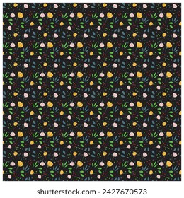Hand drawn flower print pattern repeat both side, seamless placement best for textile, paper and wallpaper.
