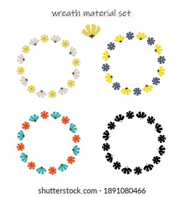 conjunto de materiales de anillo de flores dibujados a mano
