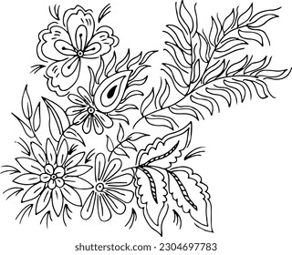 Hand drawn flower and rose 