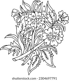 Flor dibujada a mano y rosa 