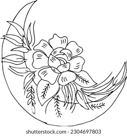Hand drawn flower and rose 