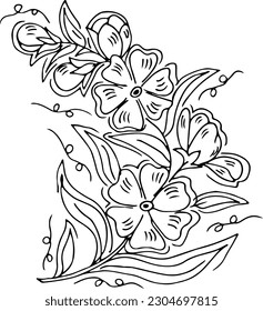Hand drawn flower and rose 