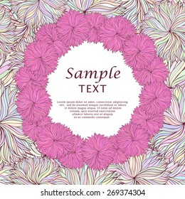 Hand drawn flower round frame