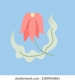 Handgezeichnete Blume mit abgerundeten Formen und Texturen. Vektorgrafik, flaches Design