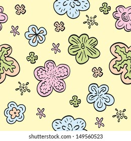 Hand Drawn Flower Seamless Background