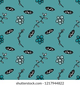 Hand drawn flower seamless pattern with children drawing style vector illustration for kids fashion and baby textile print