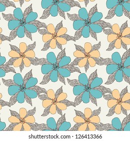 hand drawn flower seamless pattern
