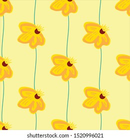 hand drawn flower seamless pattern. Can use for print, template, fabric, presentation, textile, banner, poster, wallpaper