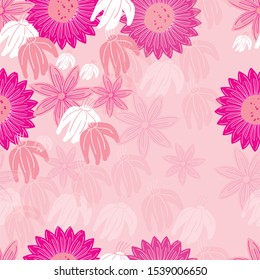hand drawn flower seamless pattern. Can use for print, template, fabric, presentation, textile, banner, poster, wallpaper