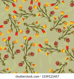 hand drawn flower seamless pattern. Can use for print, template, fabric, presentation, textile, banner, poster, wallpaper