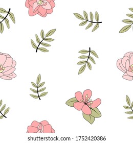 Hand drawn flower seamless pattern background. Vector Illustration EPS10