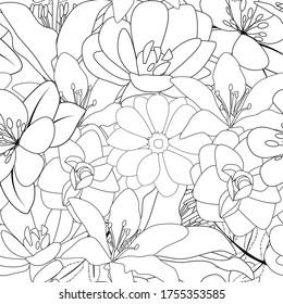 Fondo de patrón impecable de flor dibujada a mano. EPS10 de ilustración vectorial
