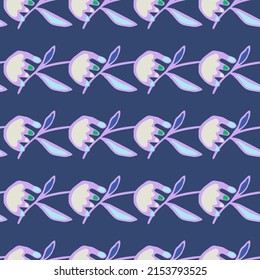 Hand drawn flower seamless pattern. Unusual floral wallpaper. Ditsy print. Botanical sketch of field plants. Blooming texture. Design for fabric, textile print, wrapping, cover. Vector illustration