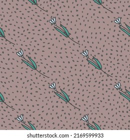 Hand drawn flower seamless pattern. Simple cute floral wallpaper. Doodle plants endless backdrop. Design for fabric, textile print, wrapping paper, cover. vector illustration