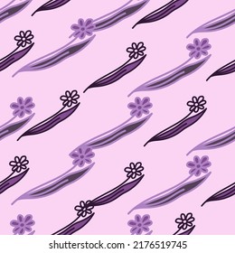 Flor dibujada a mano sin costura. Papel de pared floral sencillo. Fondo botánico. Plantas vintage de fondo interminable. Diseño para tela, impresión textil, papel de envoltura, cubierta.