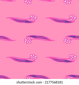 Hand drawn flower seamless pattern. Simple floral wallpaper. Botanical background. Vintage plants endless backdrop. Design for fabric, textile print, wrapping paper, cover.