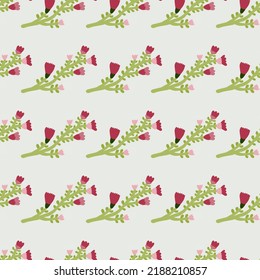Hand drawn flower seamless pattern. Naive art. Cute floral wallpaper. Abstract plants endless backdrop. Design for fabric, textile print, wrapping paper, cover. Vector illustration