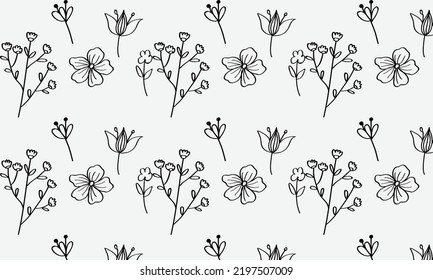 Hand Drawn Flower Seamless Pattern vector illustration