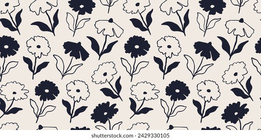 Hand drawn flower seamless pattern