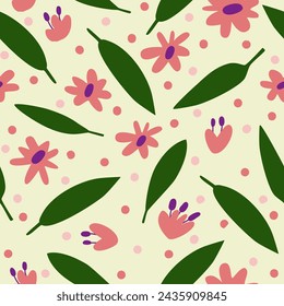 Hand Drawn  Flower Seamless Pattern Background. cute design element for greeting cards.Vector floral seamless pattern.