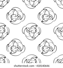 Hand drawn flower seamless pattern. Floral stylish monochrome background. Vector modern repeating texture